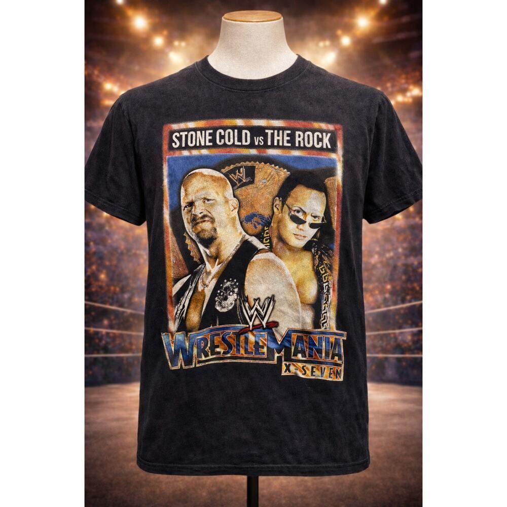 WWF WrestleMania X-Seven Stone Cold Steve Austin The Rock Shirt S